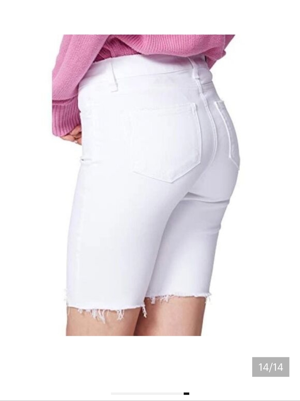 PAIGE White High-Rise Jax Cut-Off Denim Shorts